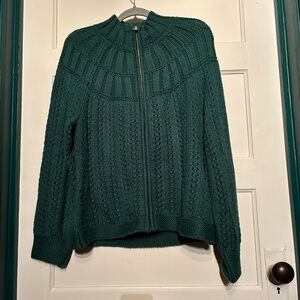 Talbots Holiday Green Chunky Cardigan Full Zip